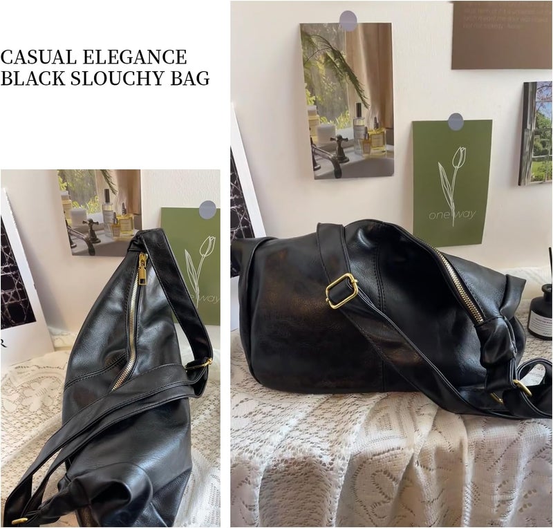 celestina Hobo Bags for Women, Ultra Soft Foldable Vegan Leather Shoulder Handbag, Stylish Slouchy Tote Purses - Image 5